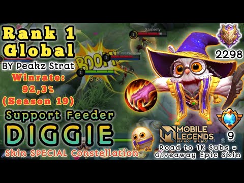 VIRAL, Feeder but Winstreak! Top 1 Global DIGGIE Winrate: 92,3% Season 19 Gameplay Mobile Legends