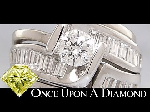 1.60ctw Tension Set Round Diamond Swirl Engagement Ring Set in White Gold