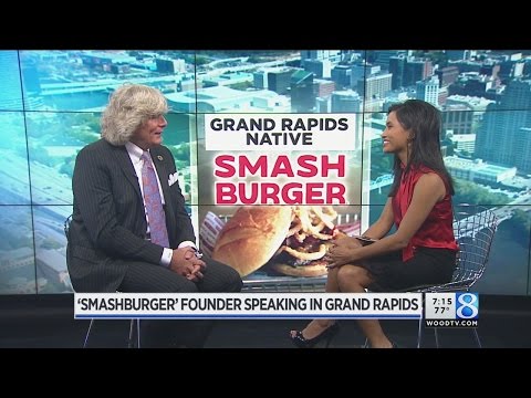 Smashburger founder speaking in Grand Rapids