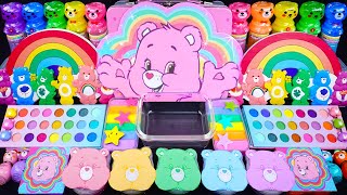 Care Bears Rainbow Slime Mixing Random Cute, shiny things into slime #ASMR #Satisfying #slimevideos