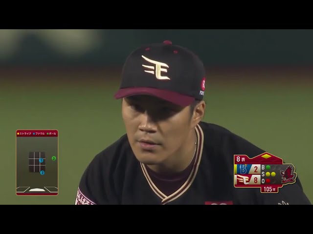 【8回表】世界よ!! これが則本だ!! イーグルス・則本 8試合連続二桁奪三振達成!! 2017/6/8 E-DB
