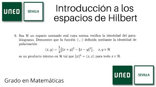Producto escalar a partir de una norma en un espacio real | Espacios de Hilbert | UNED