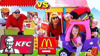 Bad Baby | McDonalds vs KFC Drive Thru Neighbors! Who Has The Better Happy Meal Toys Skit