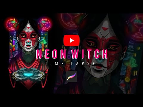 • N E O N  W I T C H • Time lapse illustration on Procreate by Alex Roze