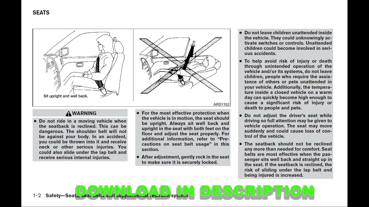 Nissan Sentra 1996-2023 Owner's Manual PDF English | Sedan User Guide Download
