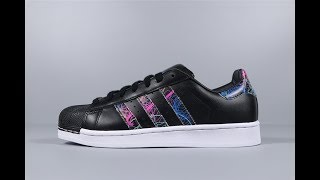 Adidas superstar Originals Black graffiti Men's/women's Casual shoes From Robert