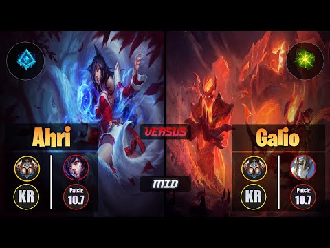 Challenger AHRI [Glacial Augment] (Mid) VS  GALIO - Challenger KR Patch 10.7