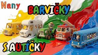 Barvičky s autíčky - dětská písnička o barvách: žlutá, modrá, červená, bílá a zelená 
