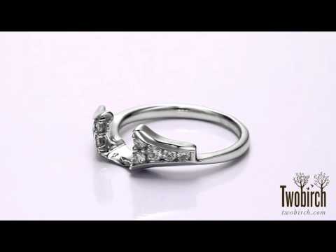 0.25ct Round Chevron Wedding Ring Wrap Enhancer - TwoBirch TB-WRAP-0096-WG-E