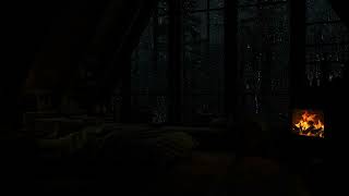Cozy Night Rain in the Forest Cabin😌🔥Fireplace Ambience-Unwind Stress,Drift into Sleep & Inner Peace