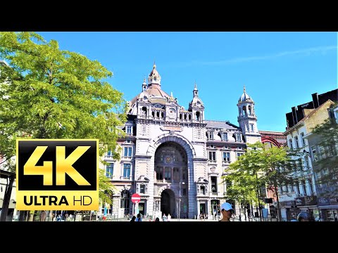 Walk from ANTWERP central station - Berchem station 🇧🇪- 4K 60FPS
