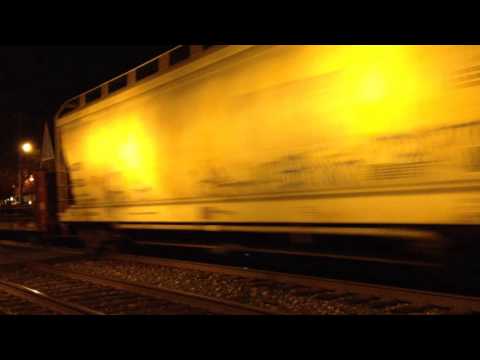 NINE Engine Mixed Freight Train at Night and Personal Talks with a Friend