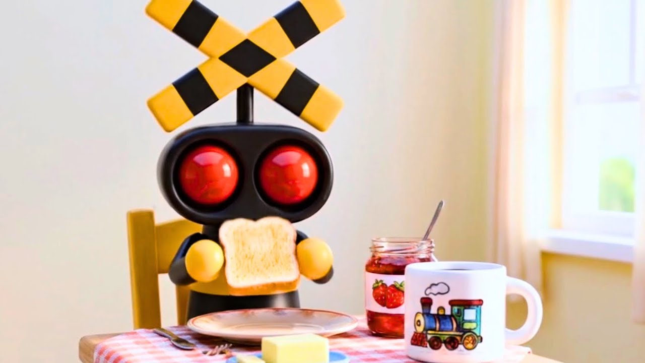 踏切vlogアニメ#1 ふみきりの生活をVLOGにしたよ！　Train Crossing Robot Daily Routine Vlog -  (Fumikiri 3D Animation)