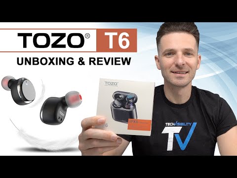 TOZO T6 Wireless Earbuds, Bluetooth Ear Buds, Stereo Sound in Ear Headphones, 50 Hours Playtime, AI Clear Call, Wireless Charging Case, APP Customizable EQs, IPX8 Waterproof Earphones video review thumbnail