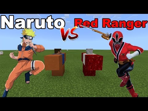 NARUTO vs RED RANGER !!! Minecraft PE