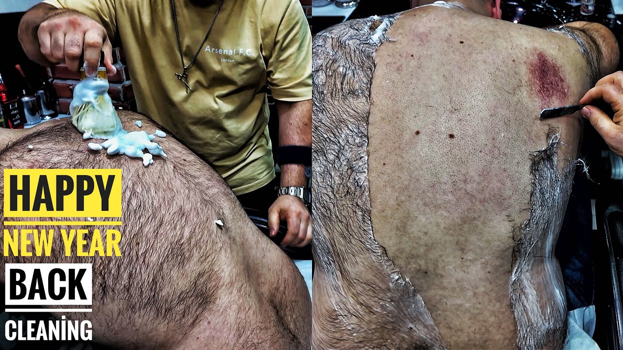 ASMR Back bristle Removal • The werewolf came to the shave • Back Hard Massage • Turkish Barbershop