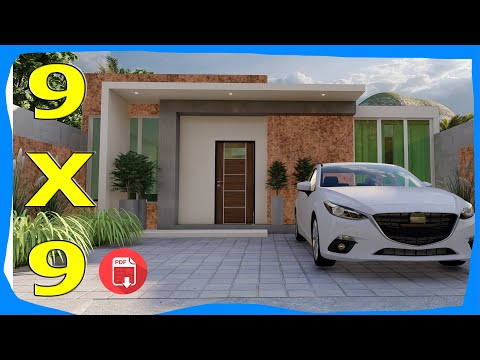 House 9x9 meters from one floor (two bedrooms) Facades of modern houses