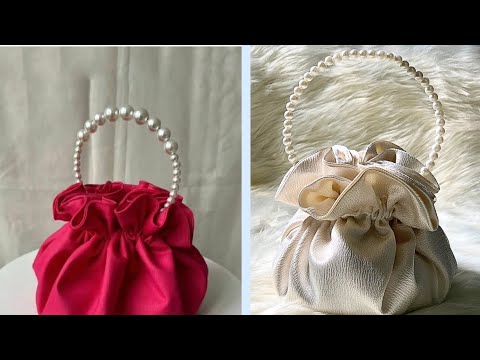 Handmade potli bag with pearl strap/How to make satin bag