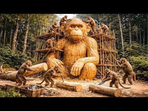 Highly Skilled Monkeys Build a Giant Wooden Statue in the Jungle (Insane Reveal!)