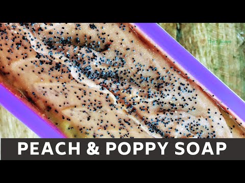 🍑Peach & poppy soap - Using fresh peach puree & poppy seeds - Cold process soap - by The S Soaps