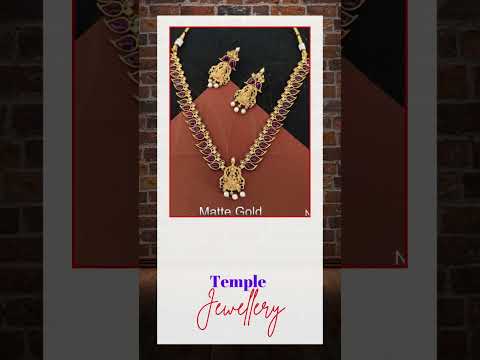 Temple Jewelry Matte Gold Polish Laxmi Design Temple Short Necklace Set