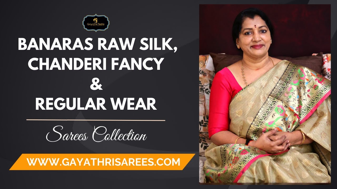 <p style="color: red">Video : </p>New Latest Banaras Raw Silk   Chanderi Fancy &amp; Regular Wear Sarees Collection | Gayathri Reddy | 2023-01-31