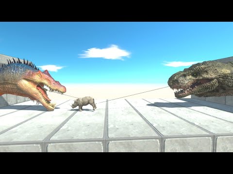 Spinosaurus and T-Rex Fight for food - Animal Revolt Battle Simulator(ARBS)
