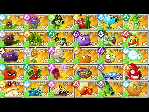PVZ 2 - Every Plant Max Level Power Up Vs Imp, Conehead, Buckethead, Armor Zombie, Gargantuar