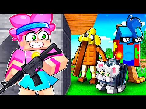 Hice Trampas con ARMAS en 1 CORREDOR vs 4 CAZADORES BRAINROT! Minecraft