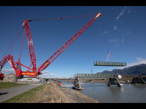 Komplettabbruch Dienstbahnbrücke der Internationalen Rheinregulierung Kriessern-Mäder (2020)
