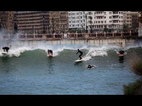 giant waves in river. Surf big waves. temporary sea wind