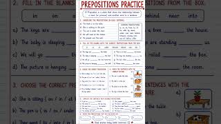 Prepositions Practice ✍️ | English Grammar Worksheet