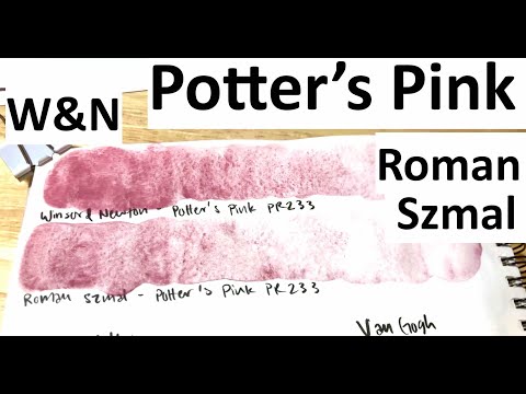 Watercolor Comparison - Potter's Pink PR233 (Roman Szmal vs Winsor & Newton)