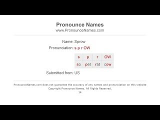 How to pronounce Sprow