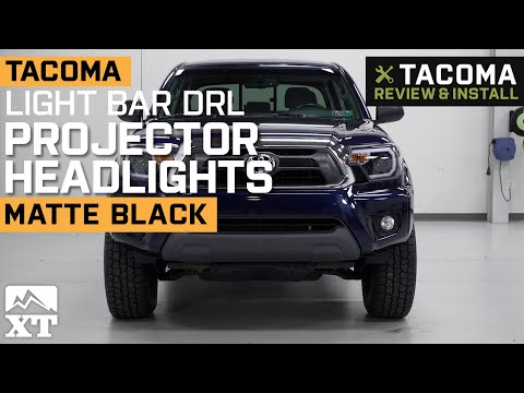 2012-2015 Tacoma Light Bar DRL Projector Headlights; Matte Black Housing Review & Install