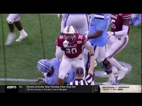 2021 Dukes Mayo Bowl USC vs UNC - Damani Staley Sack