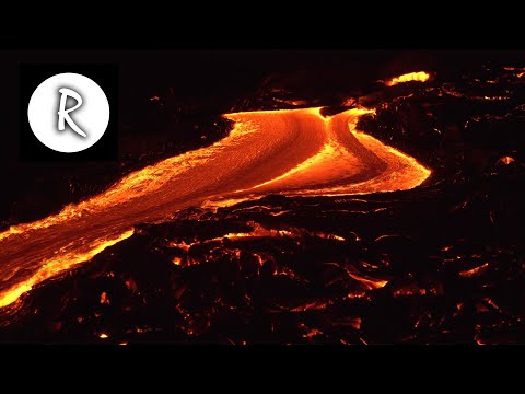10 Hours Lava Flow, Kilauea Hawaii 🌋 4K - Natural Sounds | for Sleep & Stress Relief, Lava River