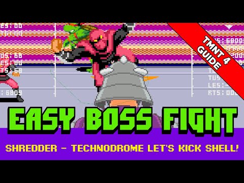 How to Defeat Shredder - Super Nintendo TMNT 4 Turtles In Time Boss - Technodrome Lets Kick Shell