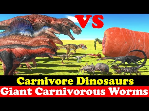 Carnivore Dinosaurs VS Giant Carnivorous Worms - Animal Revolt Battle Simulator