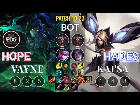 EDG Hope Vayne vs Hades Kai'Sa Bot - KR Patch 10.23