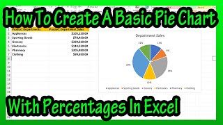 How To Make Or Create A Basic Pie Chart Graph With Percentages In Excel Explained