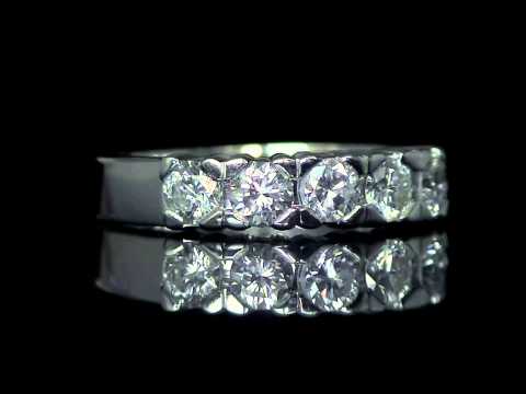 7/8 CTW 5-Stone Round Cut Diamond Anniversary Band Ring in 14K White Gold