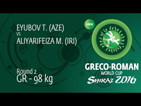 Round 2 GR - 98 kg: M. ALIYARIFEIZA (IRI) df. T. EYUBOV (AZE) by TF, 8-0