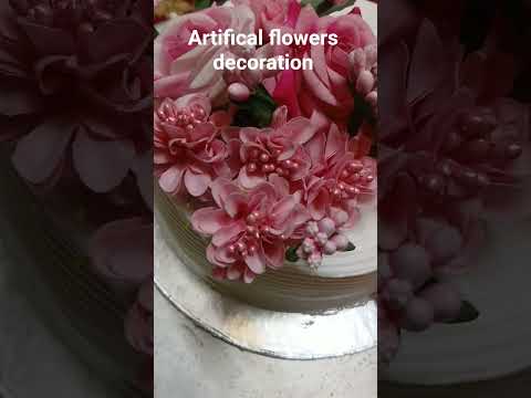 just for anniversary party #artificalflower cake decoration