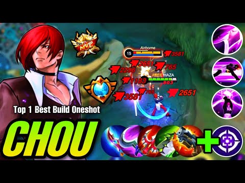 CHOU BEST BUILD 2023 FOR ONESHOT IN HIGH RANKED GAME!! | CHOU NEW META EMBLEM AND BUILD - MLBB