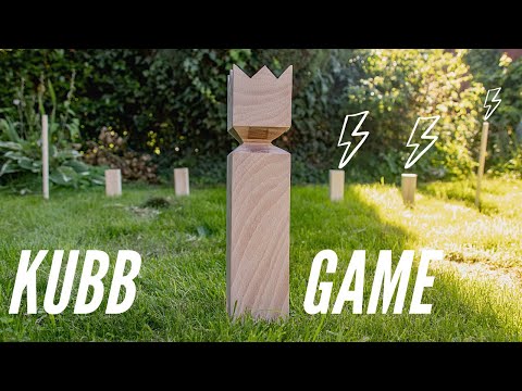 diy kubb game set made from pallet wood