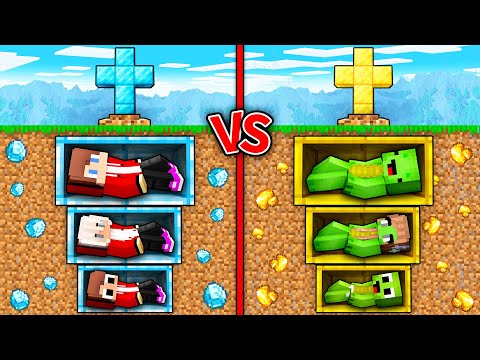 JJ DIAMOND vs Mikey GOLD Family Grave Battle in Minecraft ! - Maizen