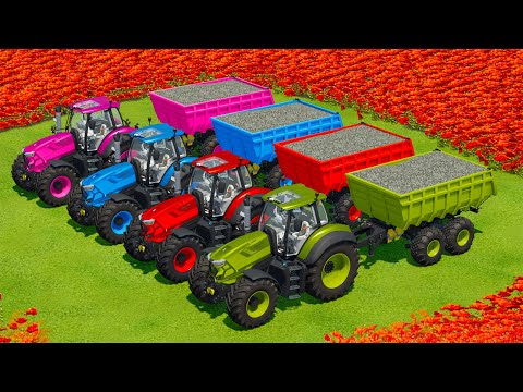 HARVEST, LOAD AND TRANSPORT POPPY WITH LAMBORGHINI TRACTORS - Farming Simulator 22