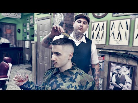 ASMR BARBER - Military High RAZOR Fade - YouTube