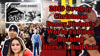 Bert cleaning windows | 2019 Cowboy Christmas & Benny Binion’s Bucking Sale (took 1 bull)